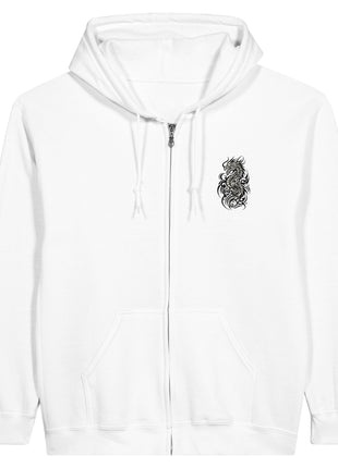 Classic Unisex Tribal Dragon Zip-Hoodie Embroidered